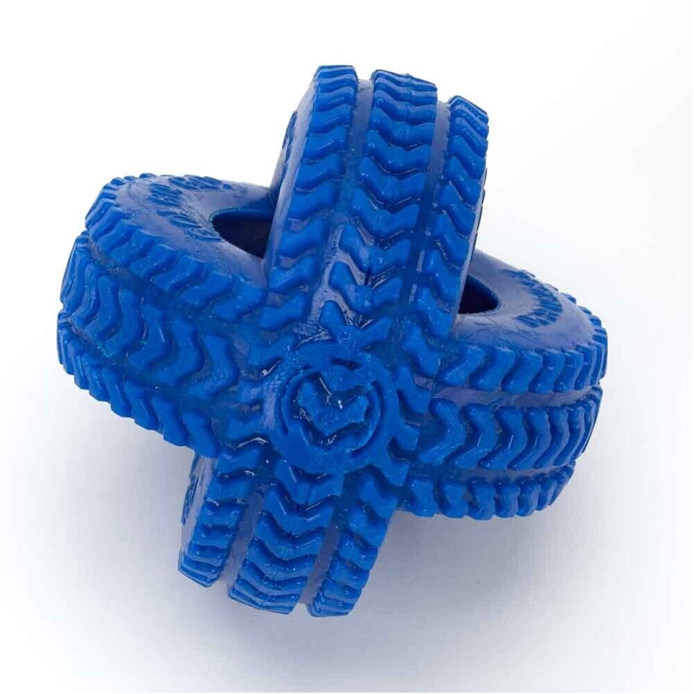 Double Tire Heavy Duty Durable Rubber Tough Chewer Dog Dental Health Toy 4 Inch (Full Set - Both Colors)