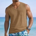 thumbnail image 2 of Men's V-Neck Sleeveless Quick-Dry Sports T-Shirt, Muscle Cotton Shirts, Summer Athletic Casual Basic Tees with Pocket, M, 2 of 8