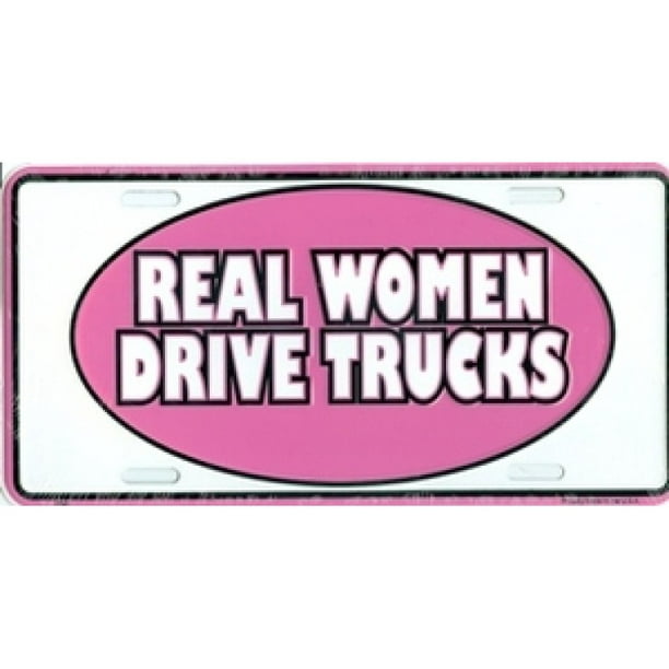 Les Vraies Femmes Conduisent des Camions Rose Plaque d'Immatriculation