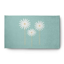 Simply Daisy 3' x 5' Light Blue Floral Print Spring Chenille Indoor/Outdoor Rug