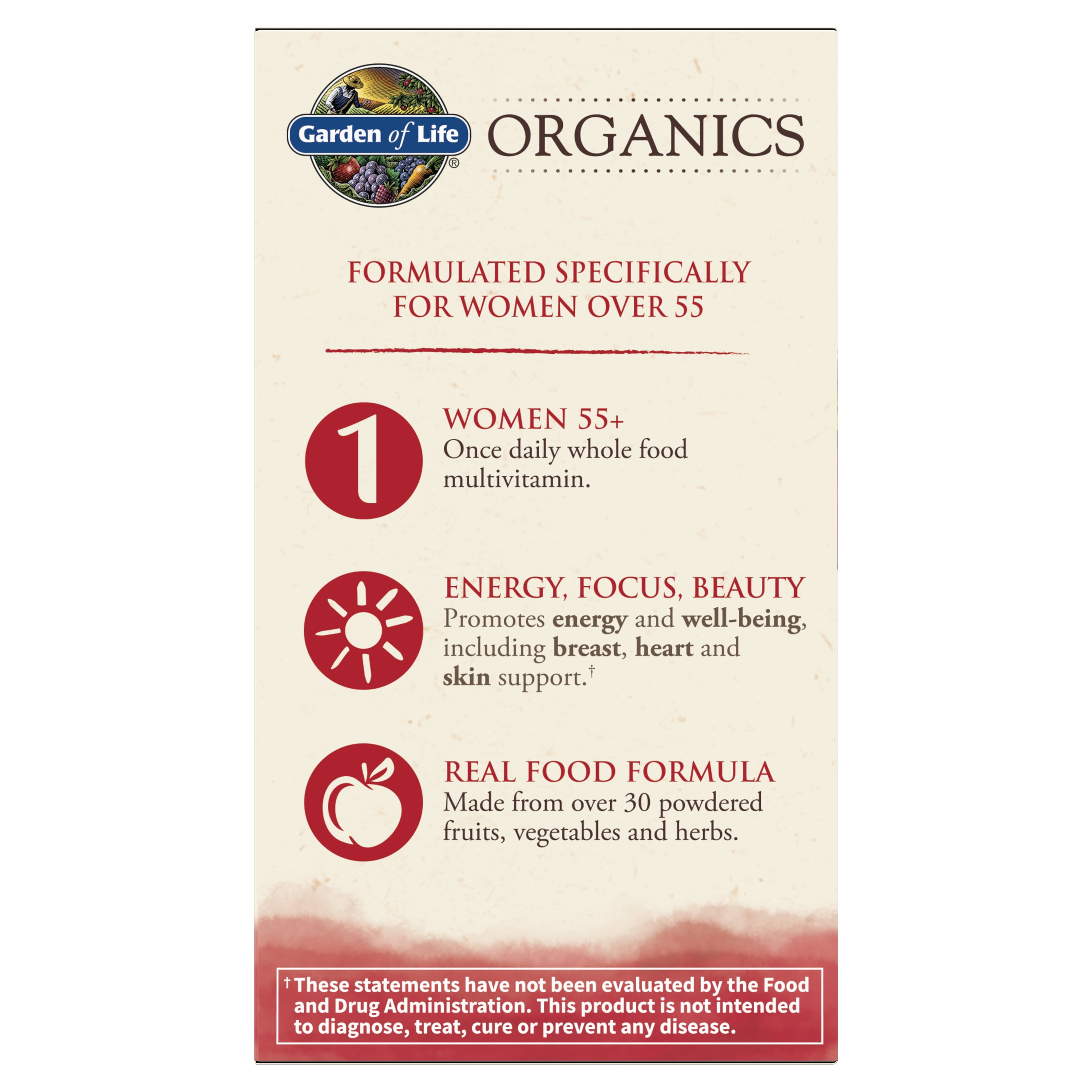 Garden of Life Organics Women’s 55+ Multivitamin | Once Daily | 30ct