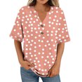 thumbnail image 4 of GERsome Womens Short Sleeve T-Shirts, Button Down Crew Neck Floral Shirts Summer Loose Fit Business Casual Dressy Work Shirts, Sizes S-2XL, 4 of 6