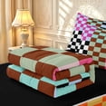 thumbnail image 6 of Manfei Contemporary Grid Zipper Full Size Comforter Sets with Fitted Sheet and 2 Pillowcases,Checkered Art Zipper Bedding Set,Black Blue Orange,Black Reversible,4pcs, 6 of 8