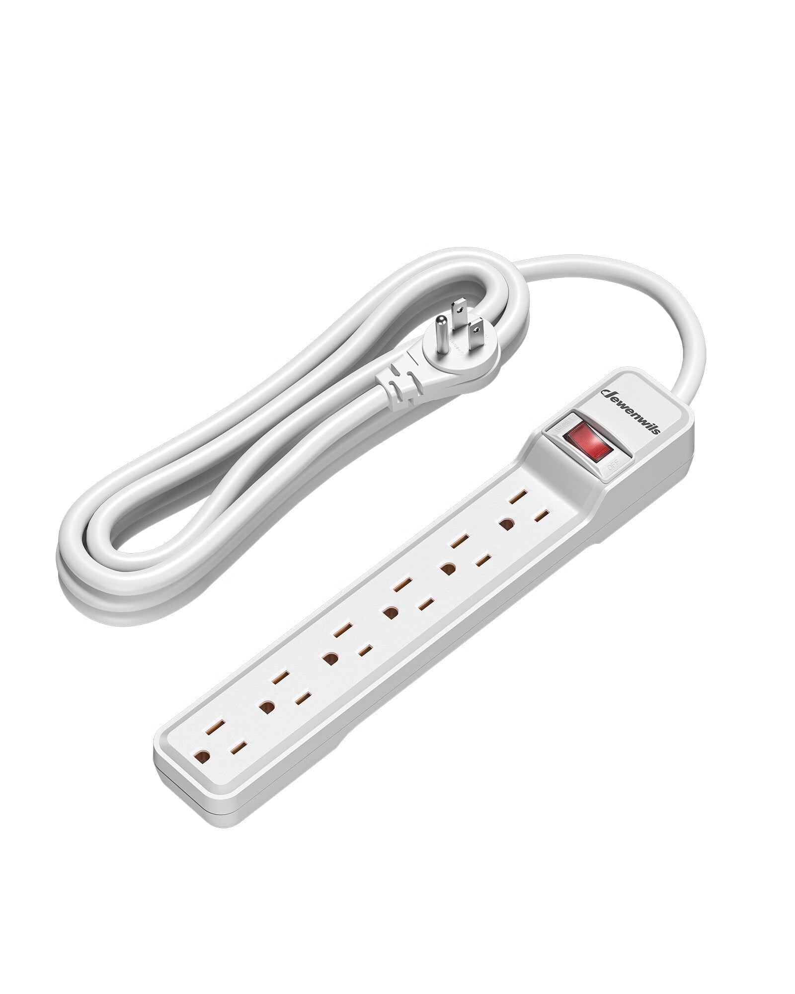 DEWENWILS 6-Outlet Surge Protector, 15 ft, White photo 1