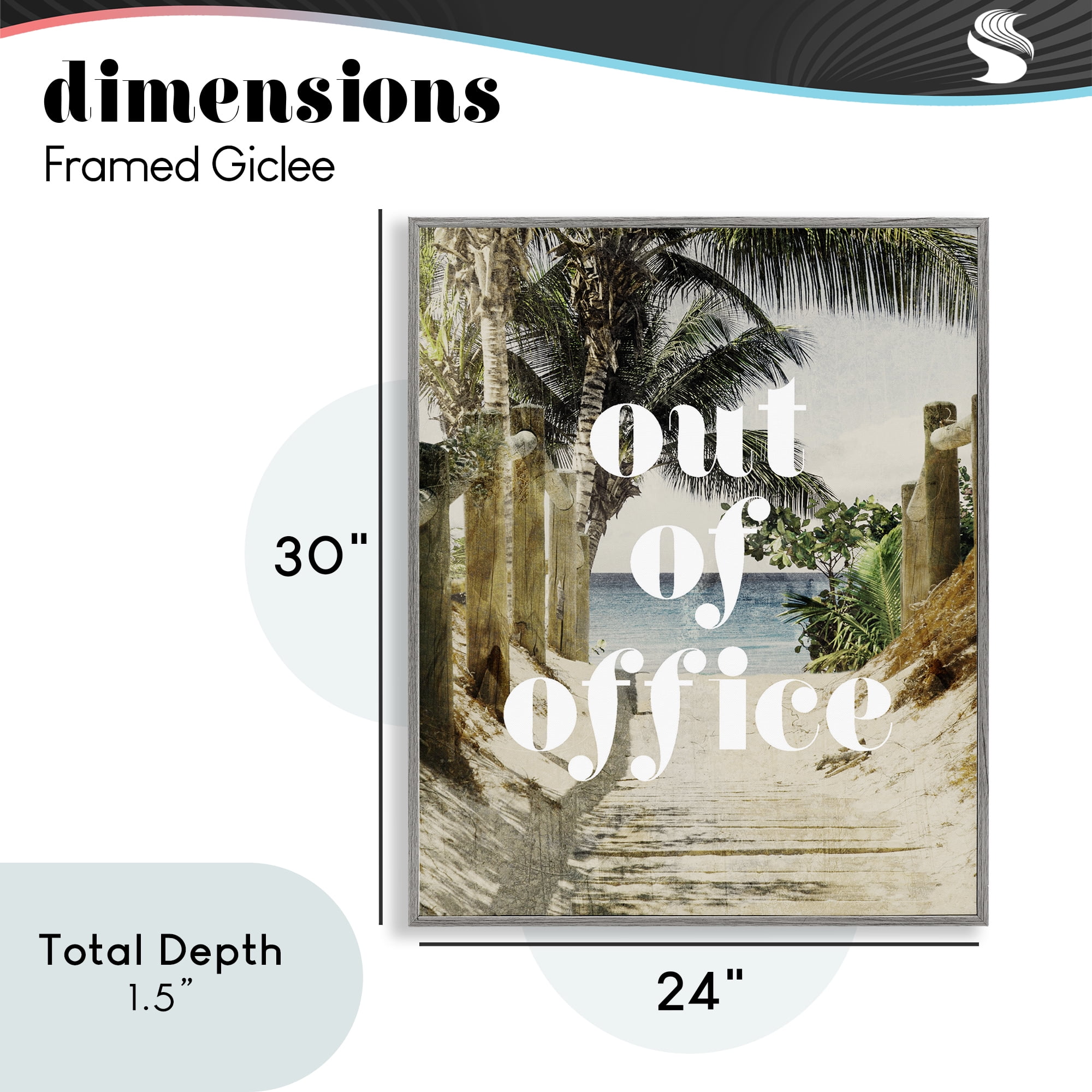 Out of Office Beach Path Gray Framed Giclee Art, design by Lil' Rue