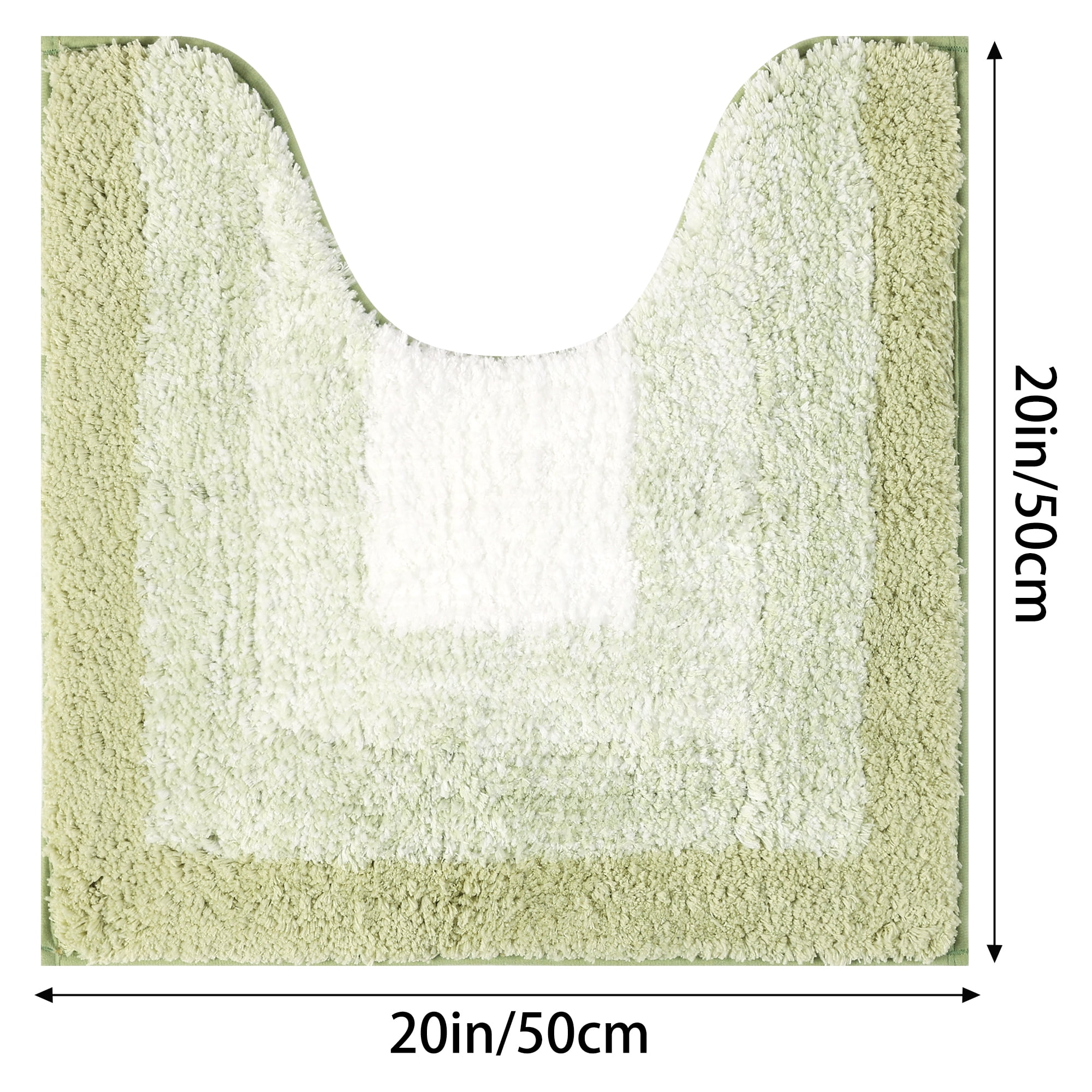 Unique Bargains Absorbent Bath Rug Non-Slip Plush Shaggy Bath Carpet Bath Mats Green Geometry U-Shaped 20" x 20"