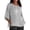 Grey, variant on Women Linen Shirts Half Sleeve Crew Neck Blouses Floral Print Casual Linen Tops Pink M