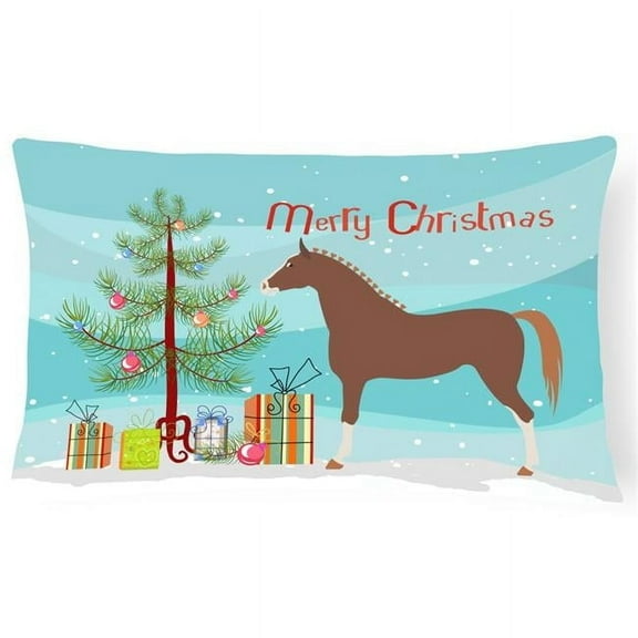Carolines Treasures BB9276PW1216 Hannoverian Horse Christmas Canvas Fabric Decorative Pillow, Teal, 12H x16W, multicolor