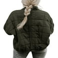 thumbnail image 3 of Women Stand Collar Quilted Jackets Long Sleeve Solid Color Full Zip Padded Jackets, 3 of 5