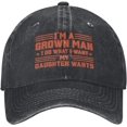 thumbnail image 1 of I'm A Grown Man I Do What My Daughter Wants hat Dad Father Retro Cotton Cap Natural, 1 of 8