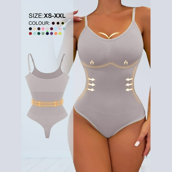 QSAWXQZ Women's Seamless Bodysuit Shapewear Tummy Control Butt Lifting Adjustable Spaghetti Straps Body Shaper for Daily Party Outfits Camisole Leotard XS