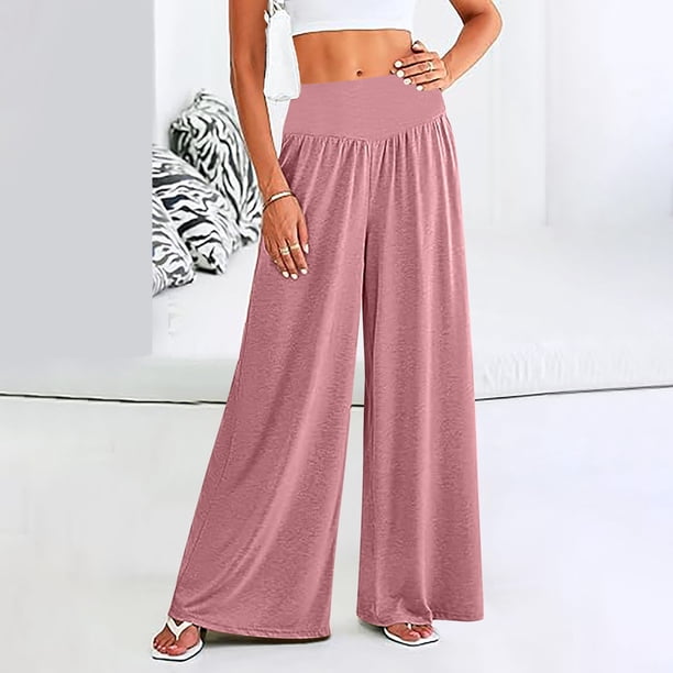 WILLBEST Pantalones Casuales elegantes para Mujer, Estilo Palazzo Fluido de Cintura Alta con Bolsillos para Mayor Comodidad y Versatilidad. Chica