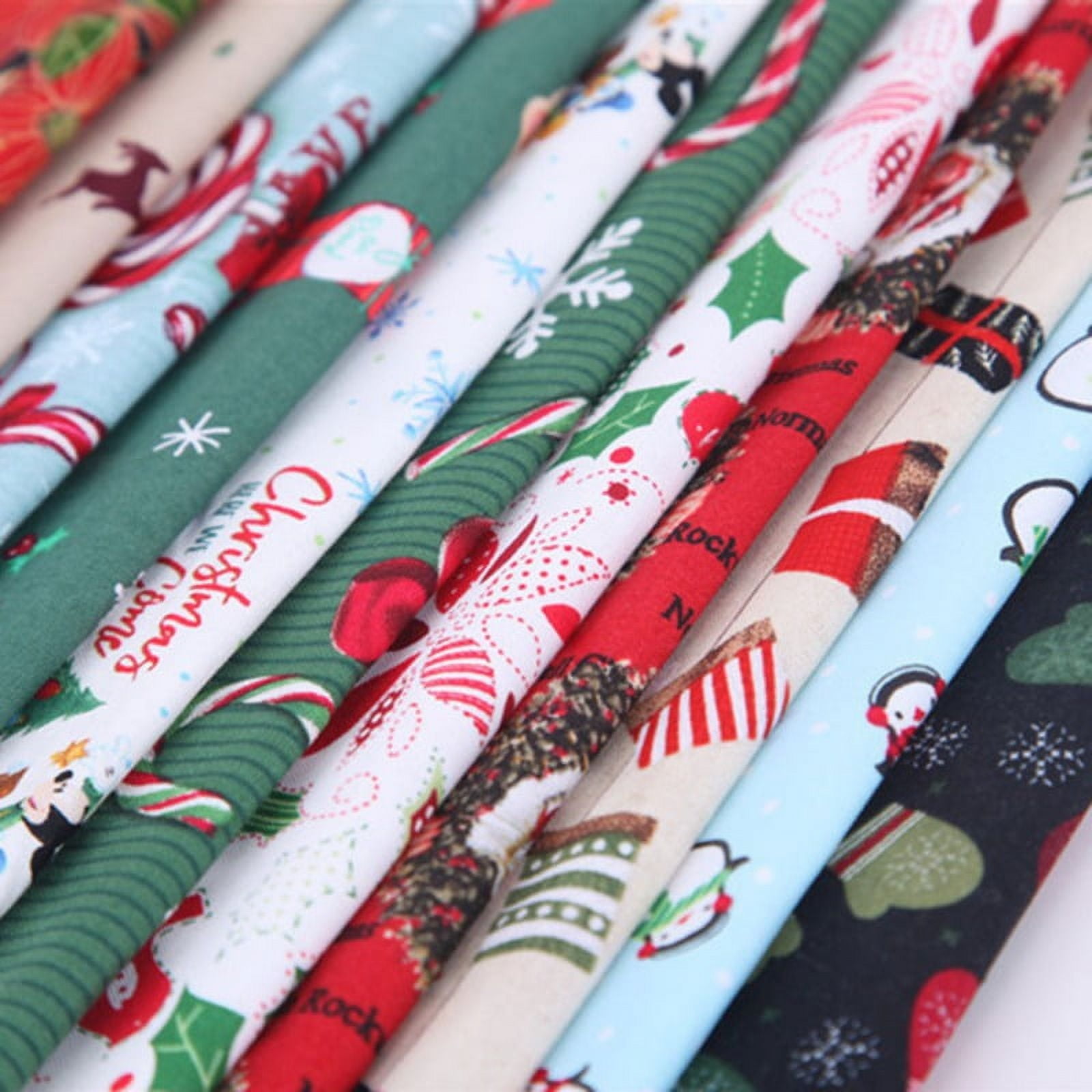 Pozyie 20 Pieces Christmas Cotton Fabric Bundles Sewing Square Patchwork Precut Fabric Scraps for DIY Christmas Stocking Tree Wreath Doll Dress Apron Quilt Coaster