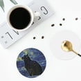 thumbnail image 5 of Kll Round Shape Drink Coasters Set Of 4,Pu Leather Absorbent Coasters Set Decorative Coffee Cup Coasters Housewarming Gift For Home Decor-Shambhala Cat In Van Gogh Impressionist, 5 of 9