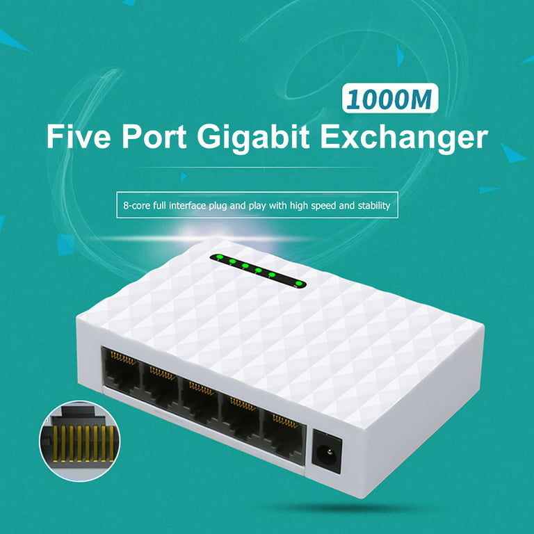 8 Port Gigabit Network Switch 1000Mbps RJ45 LAN Desktop Fast Ethernet  Switching HUB Power Adapter for Home Monitor