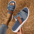 thumbnail image 5 of Mqqzkk Womens Flat Slide Sandals Denim Cloth Summer Fashion Sandals Comfy Open Toe Slip On Slippers Slides Shoes, 5 of 8