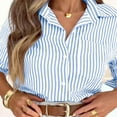 thumbnail image 4 of Karight Striped Button Down Shirts for Women Dress Shirts Long Sleeve Casual Collared Office Work Shirt with Pocket, 4 of 8