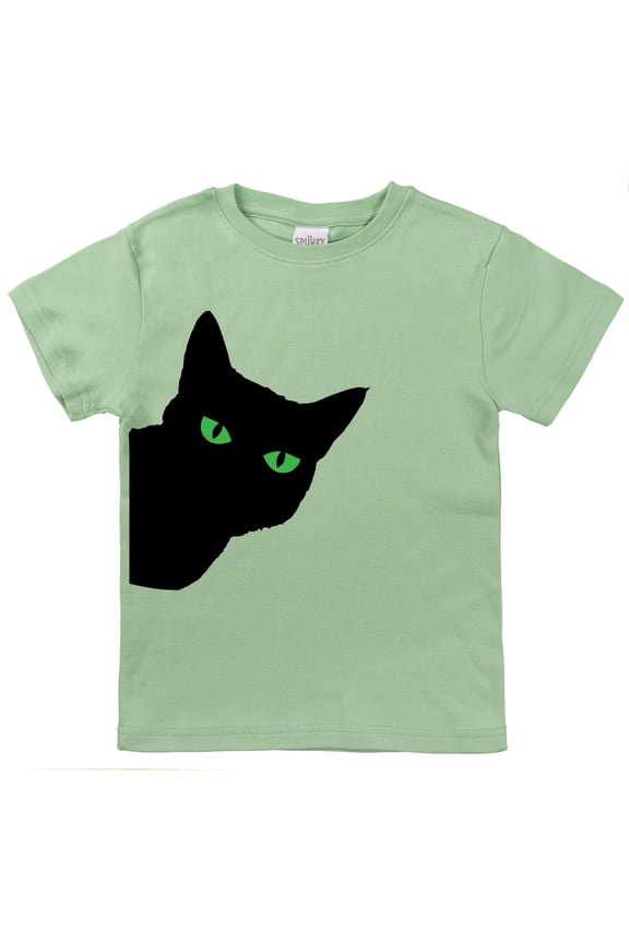 Boys Green Cat Eyes Organic Cotton Halloween Top, Sizes Newborn to 16