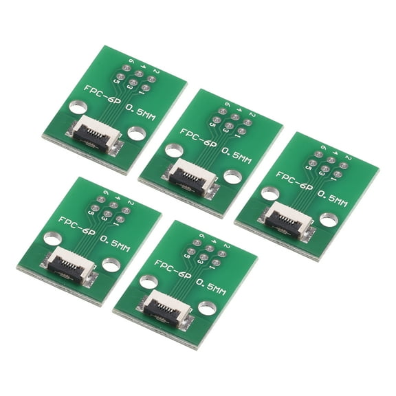 Uxcell FPC Converter Board 6P 0.5mm on Socket Side, Back 1.0mm, to DIP 2.54mm 5 Pack