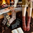 thumbnail image 5 of Women Vintage Striped Wool Socks, Fall Winter Warm Hiking Crew Knit Soft Socks 5 Pairs, 5 of 7