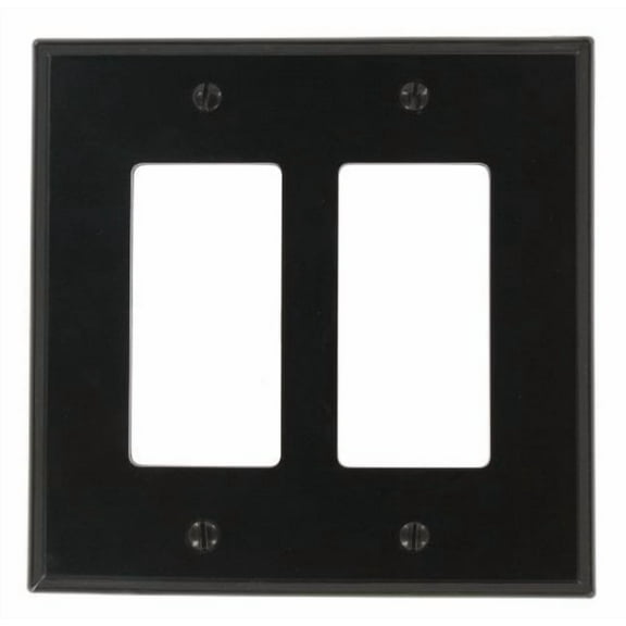 Leviton PJ262-E Black Midway Nylon Two Gang Decora Wall Plate