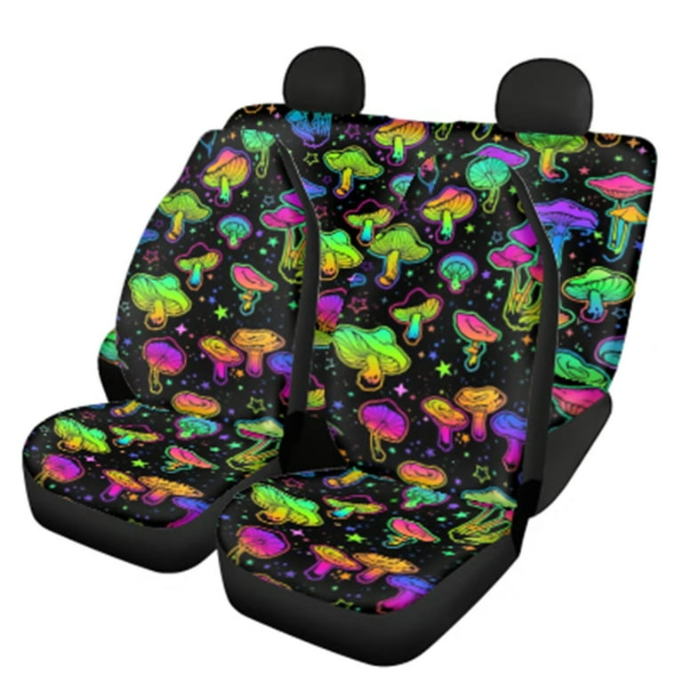FKELYI Psychedelic Mushroom Cool Car Seat Covers 5 Pieces Set,Universal Fit  Almost Car SUV Van Front Auto Interiorr Bucket Seat Covers with Seat Split  Bench 