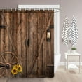 thumbnail image 2 of Brown Wooden Shower Curtain,Rustic Barn Door Shower Curtains,Farmhouse Vintage Country Rural Bathroom Decor ,Farmhouse Sunflower Shower Curtain Set with Hooks 72X72in, 2 of 3