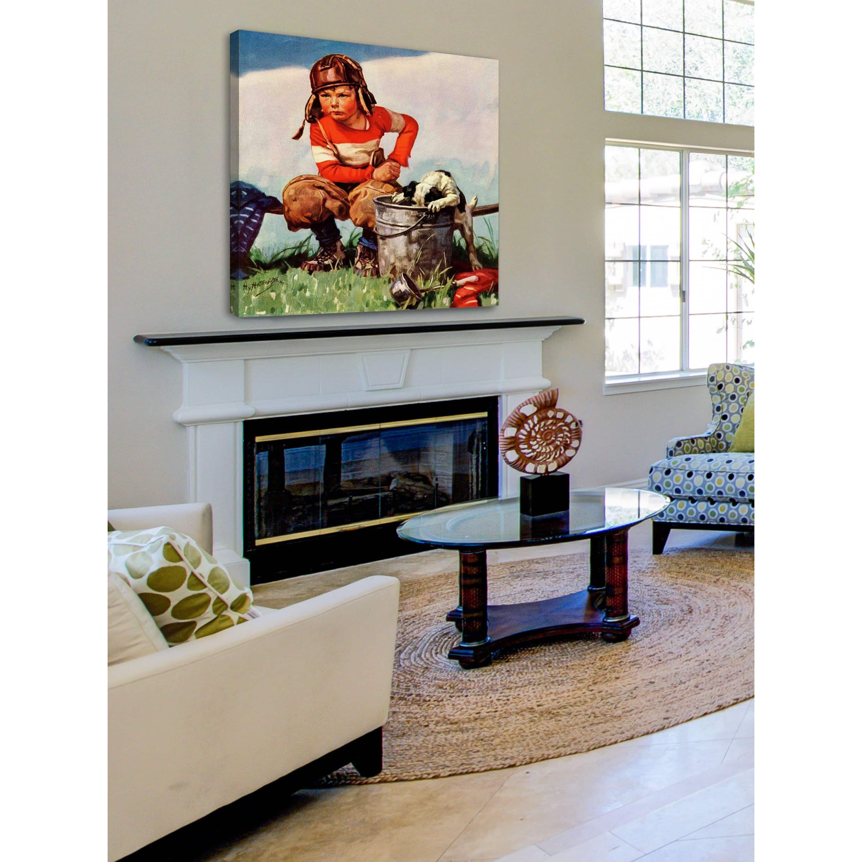 Marmont Hill Water Boy and Dog by Henry Hintermeister Painting Print on Canvas