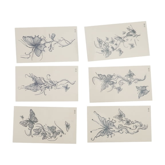 Unique Bargains 6 Pcs Realistic Fake Tattoos Butterfly Temporary Tatto for Adult Blue