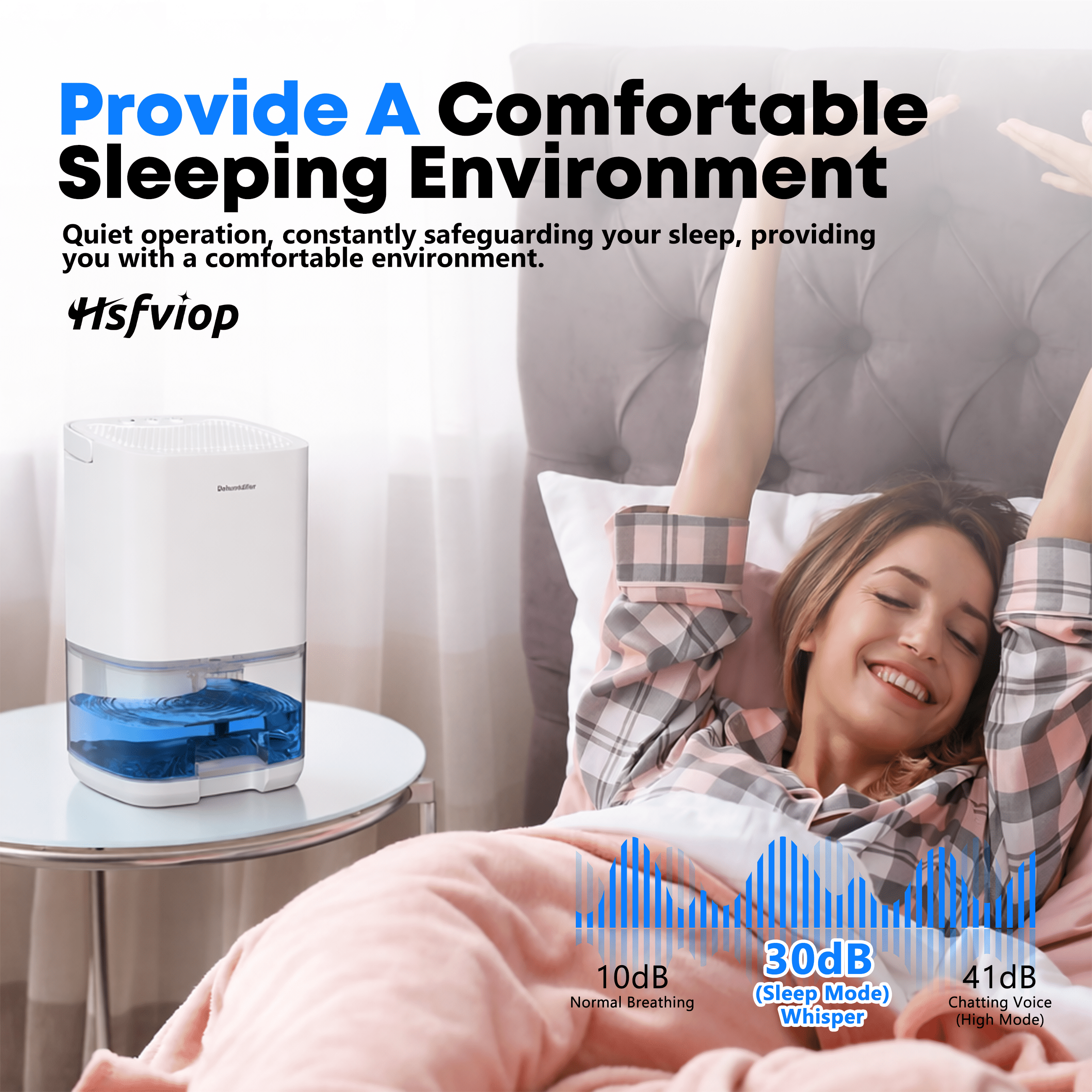 Hsfviop Small Dehumidifiers with LED Light Portable 34OZ Water Tank Ultra Quiet for Bedroom 7 Colors,White