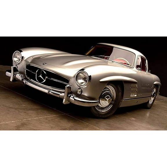 Iconic Arts Supercar Laminated 24x36 Poster: Mercedes SL300 Swiss World Classic Luxury