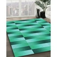 thumbnail image 3 of Ahgly Company Tapis Rond Lavable en Machine Intérieur Transitionnel Turquoise Bleu Vif, 4 Pieds Rond, 3 of 7