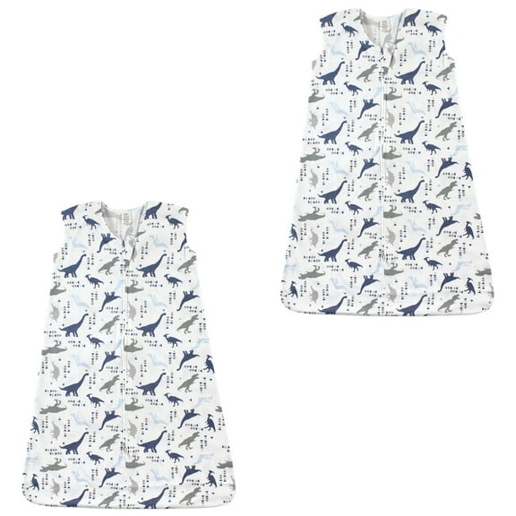 Touched by Nature Organic Cotton Safe Sleep Wearable Blanket Sleeping Bag 2 Pack, Dino, 6-12 Months