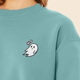 thumbnail image 5 of Dalix Heartly Ghost Embroidered Fleece Relaxed Boxy Fit Long Sleeve Crewneck Sweatshirt Womens in Arctic Blue S Small, 5 of 5