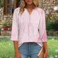 thumbnail image 3 of Pounoo Floral Print V Neck 3/4 Sleeve Blouses for Women Colorblock Button Front Puff Sleeves Breathable Vacation Casual Outfits Shirts Gift, 3 of 6