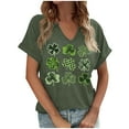 thumbnail image 3 of Ohufall Womens Short Sleeve St. Patricks Day Tops Cute Shamrock Printed Tee Shirts V Neck Casual Tunic Tops for Women, 3 of 4
