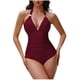 thumbnail image 2 of Trajes de baño de una pieza para mujer, traje de baño de bikini con tirantes y espalda descubierta de color liso para mujer, 2 of 5