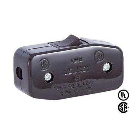 Brown Lamp Cord - Brown, Heavy Duty Rocker Switch for Round Lamp Cord, Brown, Heavy Duty Rocker Switch for Round Lamp Cord By B&P Lamp
