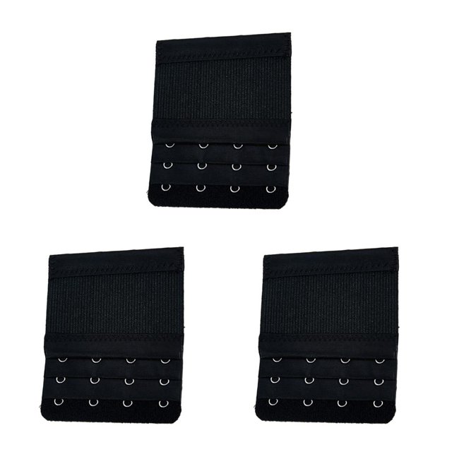 yingyy Extension Strap Bra Extenders 3 Rows 4 Hooks Lengthened Intimates black 3Set