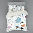 thumbnail image 2 of Ambesonne Hipster Bedding Set 3 Pcs, Drawings on a Notebook, Twin XL, Black Pale Blue Ginger, 2 of 3