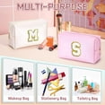 thumbnail image 5 of TOPEAST Artículos Preppy para Chicas, Neceser de Maquillaje con Iniciales de Chenilla y Letras, Neceser con Cremallera, Neceser Impermeable de Cuero PU, Regalo de Cumpleaños para Amigas y Hermanas (T, 5 of 5