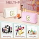 thumbnail image 5 of Bolsa de maquillaje con inicial TOPEAST, personalizada con cremallera, bonita bolsa de maquillaje, de piel sintética, impermeable, ideal como regalo de cumpleaños para mujer, ideal para chicas (blanco, 5 of 5