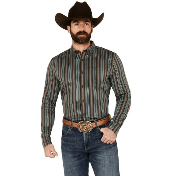 Cody James Men's Boa Dobby Striped Print Long Sleeve Button-Down Stretch Western Black X-