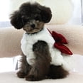 thumbnail image 3 of Pet Dress with Three-dimensional Embroidery - Pearl Neckline, Tow Ring Bow Tie, Soft, Keep Warm, Plush, Sweet Ladylike Dog Dress for Daily Wear, 3 of 8