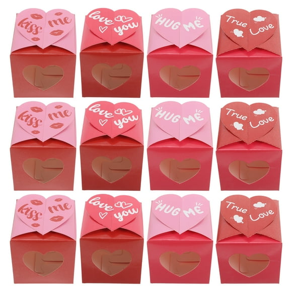 CIMAXIC 12 Pcs Boîtes à Bonbons de Mariage pour la Saint-Valentin Boîtes à Faveurs de Mariage Cœur Creux Étui Cadeau pour la Saint-Valentin Fête des Mères Fournitures Décorations, 2.95"X2.95"X2.95 Pouces