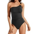 thumbnail image 4 of Gibobby One Shoulder One Piece Swimsuits for Women Tummy Control Modest Bathing Suits Full Coverage Slimming Swimwear Summer Beach Outfit(Dark Gray,L), 4 of 9
