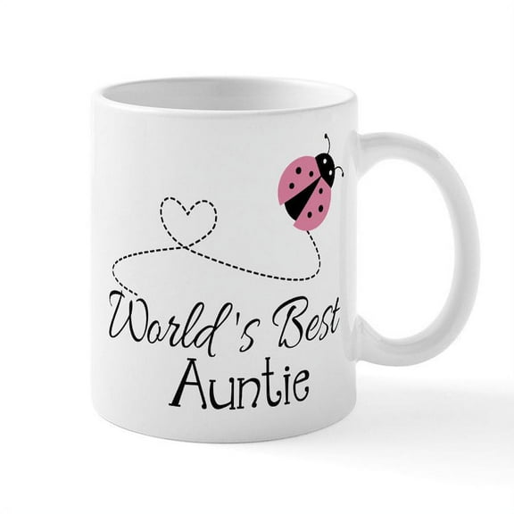 CafePress - World's Best Auntie Ladybug Mug - 11 oz Ceramic Mug - Novelty Coffee Tea Cup