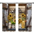 thumbnail image 5 of Sunflower Vintage Country Kitchen Curtains 27.5W X 39L Inch 2 Panels Rod Pocket-Brown Old Barn Door Butterfly Short Cafe Tier Curtains-Wood Floral Bathroom Window Drapes Treatment Home Decor, 5 of 6