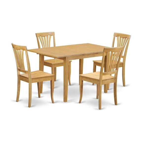 HomeStock 5 Piece Modern Dining Table Set Includes a Rectangle Wooden Table with Leaf and 4 Dining Room Chairs, 32x54 Inch,Oak