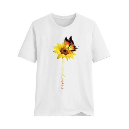 S-3XL Women A Little Sunflower T-Shirt Bohemian Summer Short Sleeve T ...